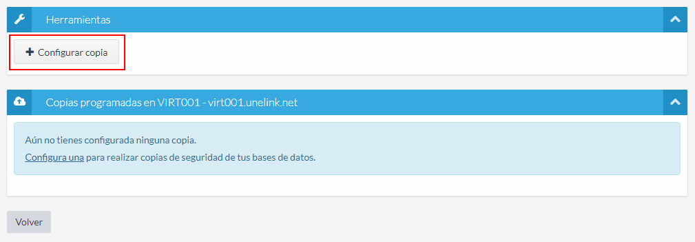Configurar copia base de datos