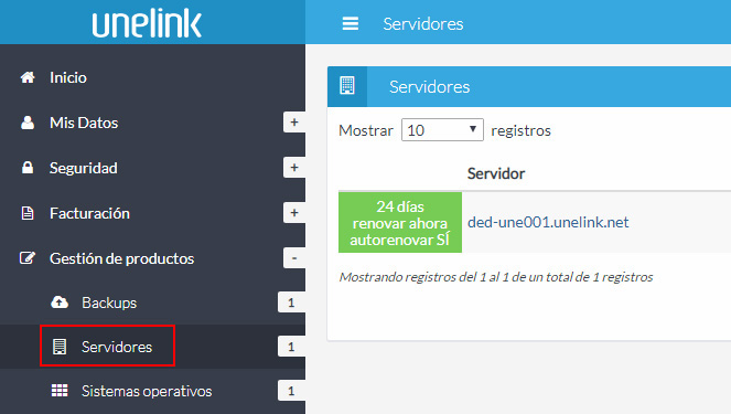 Listado de productos