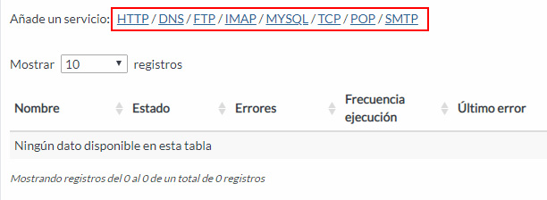 Configurar servicios y acciones en la monitorización proactiva de servidores