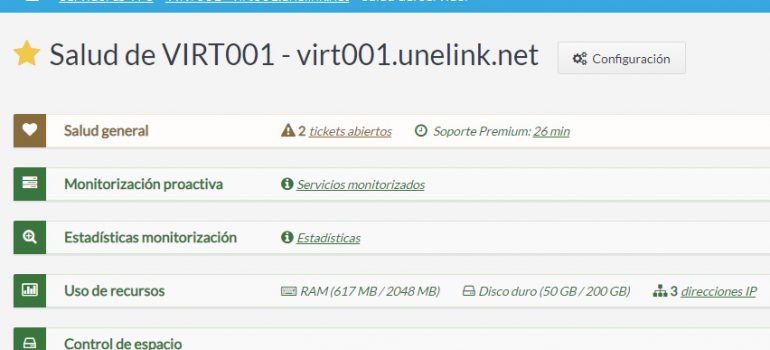 Ampliamos el Sistema de Salud para servidores dedicados y VPS