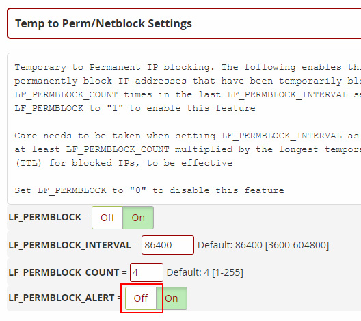 Desactivar las notificaciones LFD de cPanel por intentos de acceso al SSH