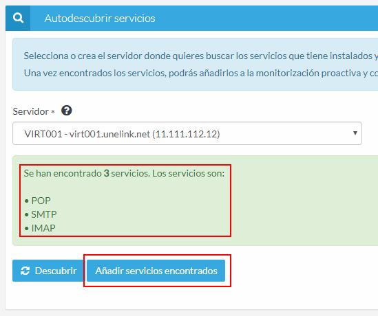 Añade todos los servicios de tus VPS a la monitorización proactiva con la función “Autodescubrir”