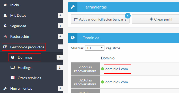 Listado de productos