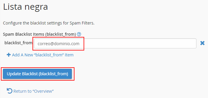 Actualizar lista negra