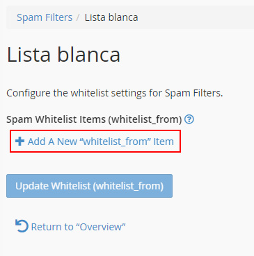 Añadir direcciones de email a la lista blanca de SpamAssassin en cPanel
