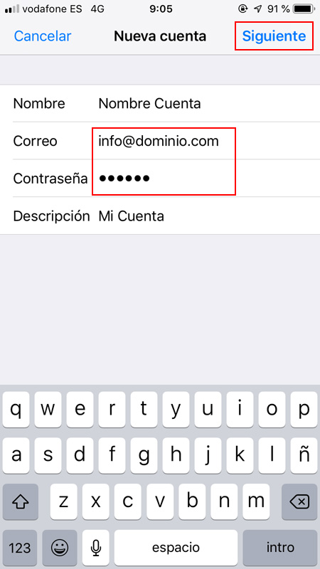 Nueva cuenta de correo