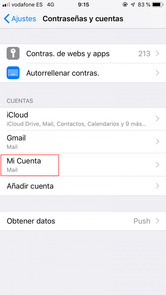 Contraseñas y cuentas