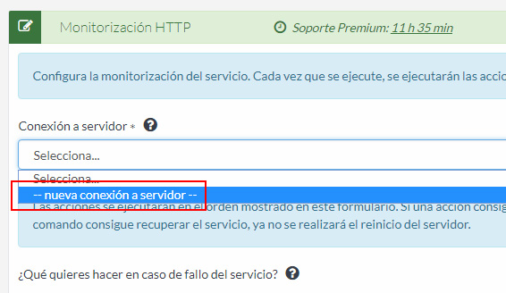 Crear una nueva conexión para monitorizar tus servicios desde la Extranet de Cliente