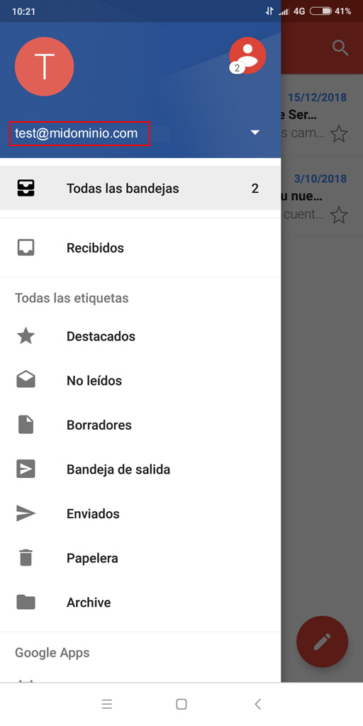 Configurar una cuenta de correo en Android