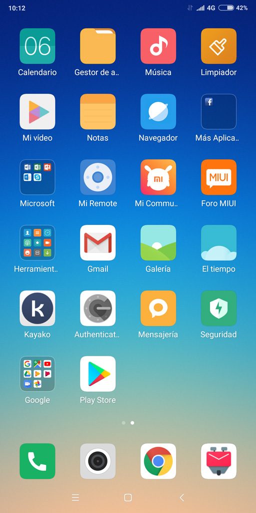 Pantalla principal Android