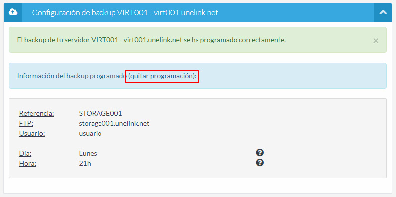 Programación guardada