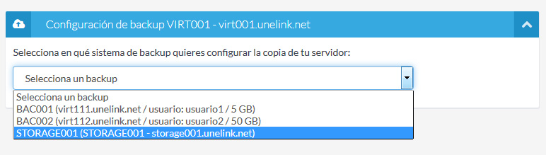 Selección de backup