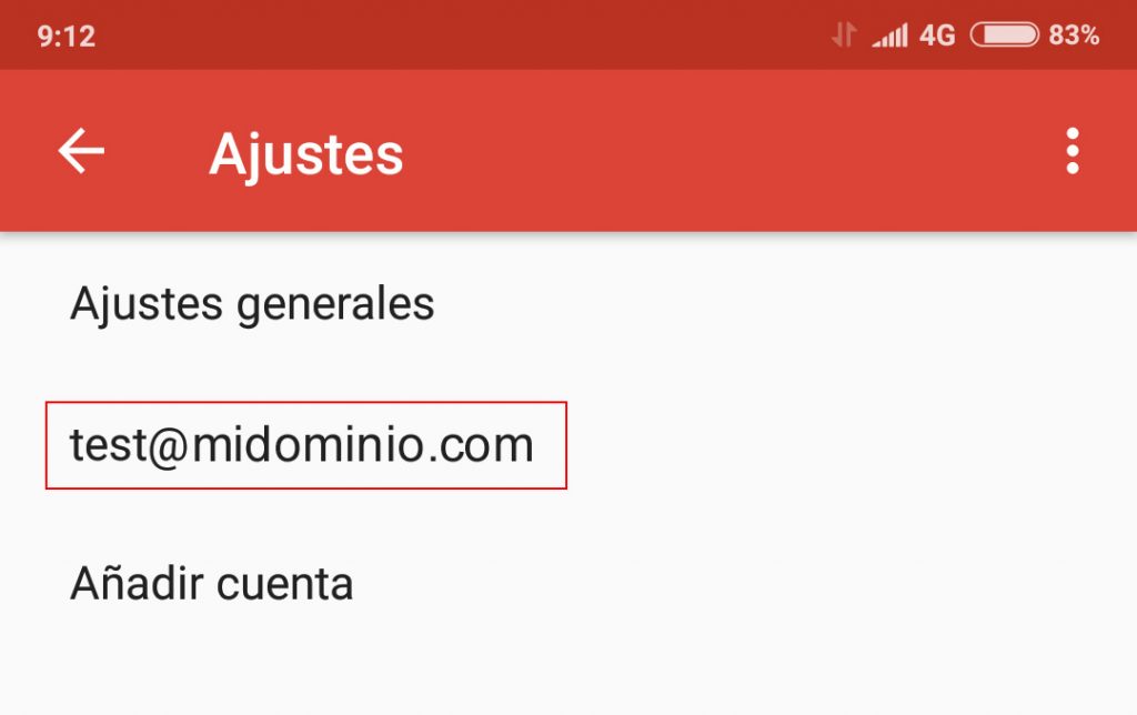 Selección de cuenta de correo