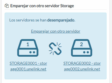 Desemparejar dos servidores VPS Storage