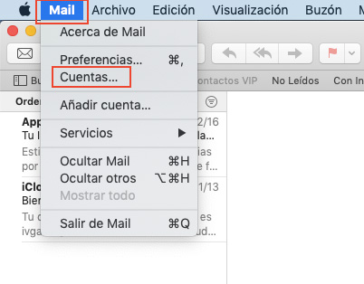 Cambiar el tiempo que Mail de Mac deja los mensajes en el servidor