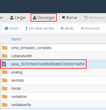 Descargar y subir ficheros al servidor desde cPanel
