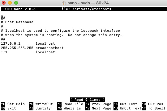 Modifica el archivo hosts en Mac