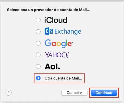 Configurar una cuenta de correo en Mac