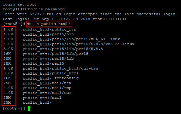 Consultar el espacio ocupado desde SSH