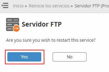 Reiniciar el servicio FTP desde el WHM de cPanel