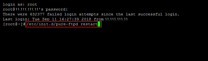 Reiniciar el servicio FTP desde SSH
