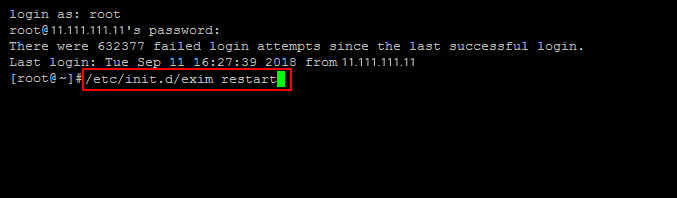 Reiniciar el servicio de correo desde SSH