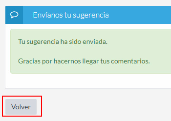 Envíanos sugerencias para mejorar la Extranet de Cliente