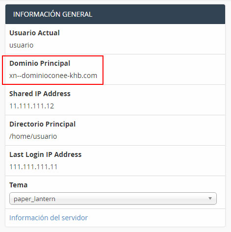 Acceder a cPanel usando un dominio con “ñ”, tildes o “ç”