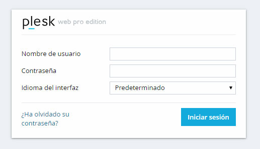 Accede a la pantalla de acceso de Plesk desde los dominios de tu Extranet de Cliente