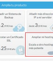 Ampliar hosting a una gama superior