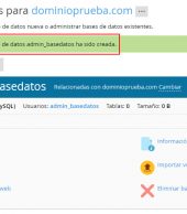 Crear una base de datos en Plesk