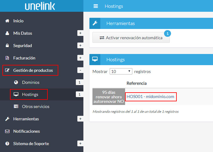 Listado de productos