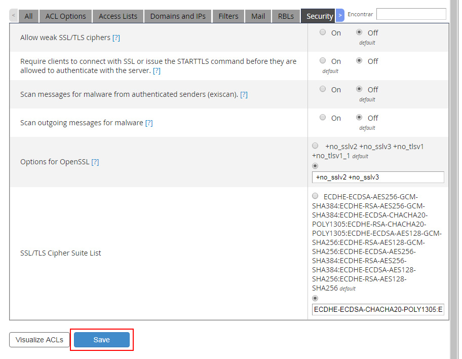 Guardar configuración