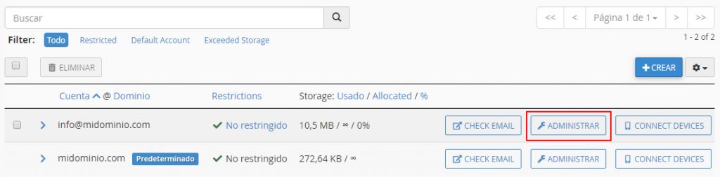 Cuentas de correo electrónico