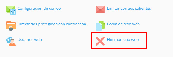 Borrar dominio en Plesk