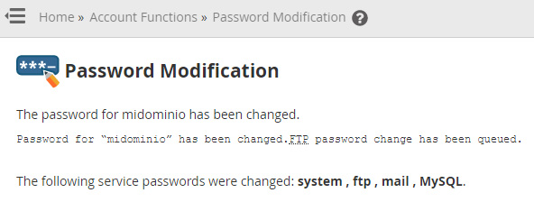 Cambiar contraseña de FTP desde el WHM