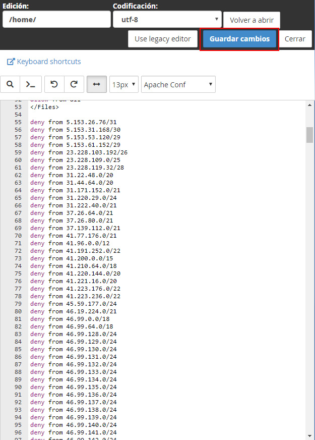Cortar IPs de determinados países usando .htaccess