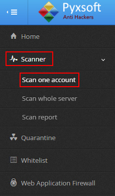 Buscar malware en una cuenta con Pyxsoft