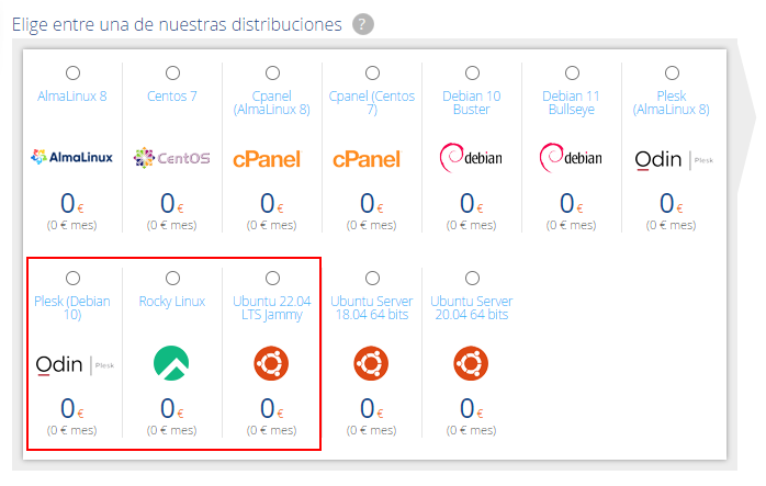 Nuevos sistemas operativos en los servidores VPS