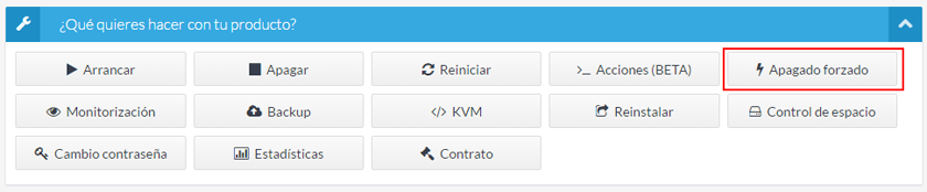 Apagado forzado de tu servidor VPS