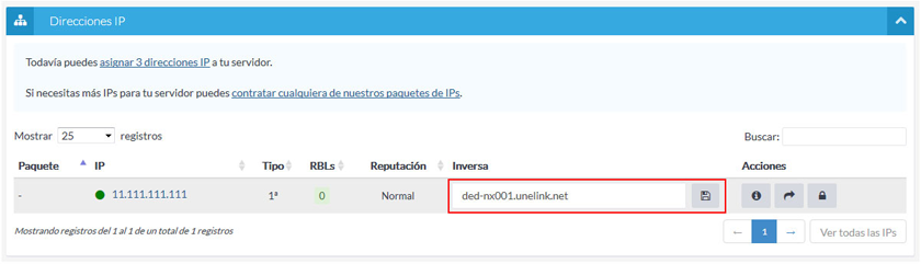 Añadir o modificar la inversa de una IP.