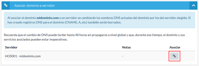 Asocia un dominio a tu hosting.