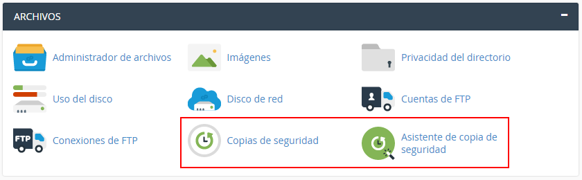 Configura tus backups desde cPanel.