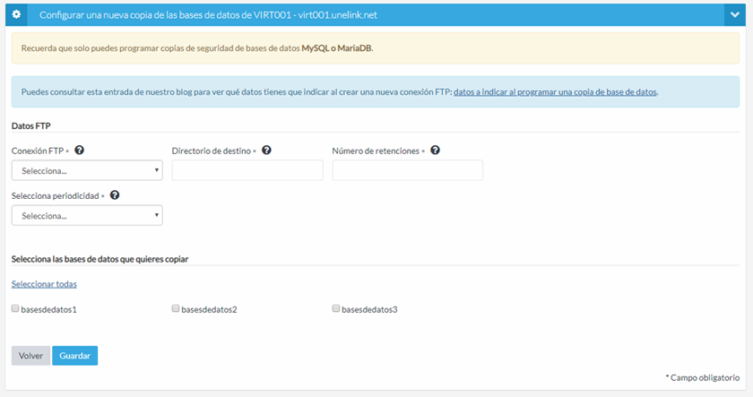 Copias de bases de datos.