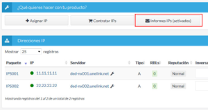 Informes de IPs