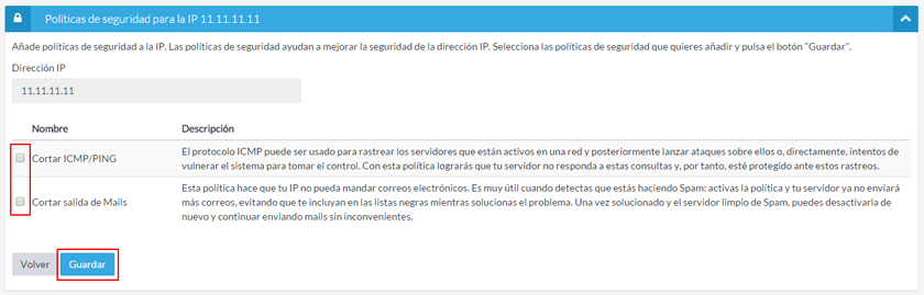 Políticas de seguridad para tus IPs