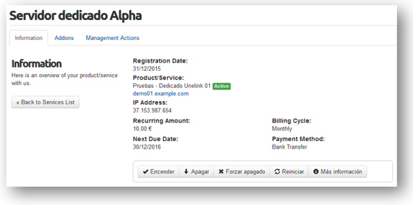 Módulo WHMCS para servidores dedicados.